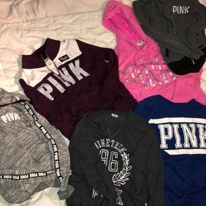 Six Victoria Secret PINK sweatshirts/ zip ups